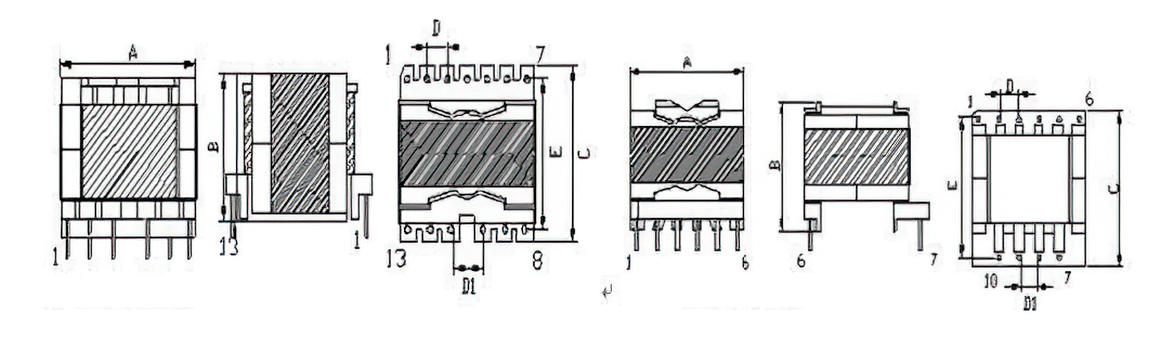 PQHigh frequency transformer product structure diagram